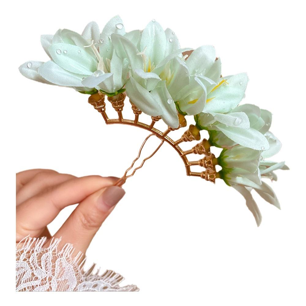 Süße chinesische rote Blume Haarnadel Super Fee Hochzeit Traditionelles Haaraccessoire Vintage Braut-Haarschmuck für Bräute
