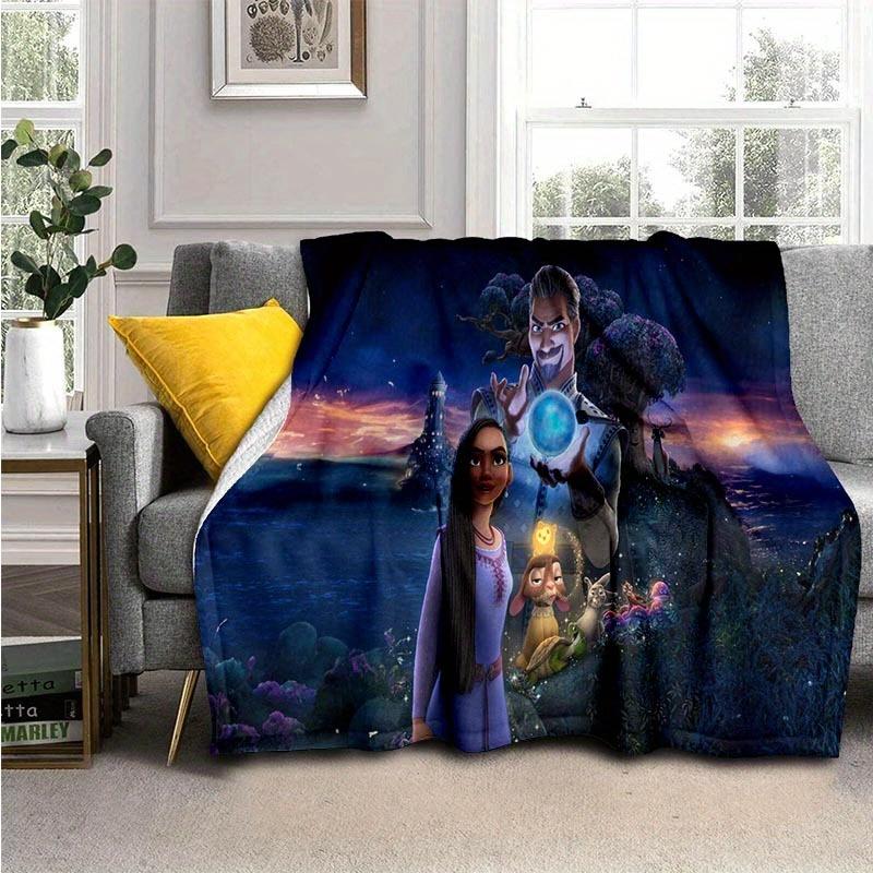 1pc Wish Printing Flannel Blanket for All Season, Unisex Cartoon Blanket, Home Blankets, Lunch Rest Blanket 130cmx150cm