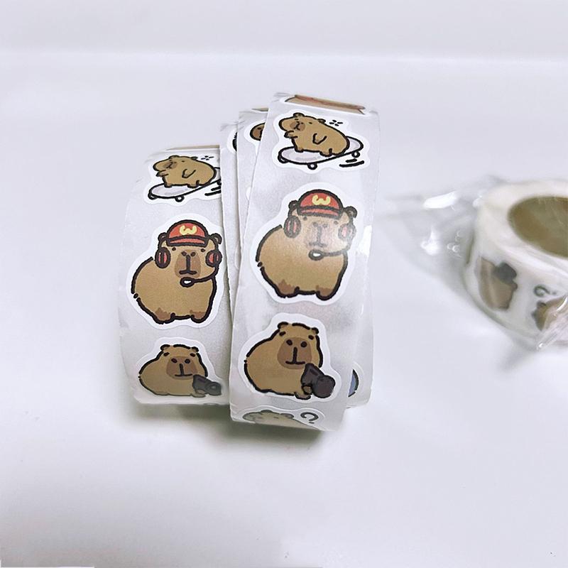 500Pcs Cartoon Cute Capybara Varied Stickers Roll For Phone Helmet Laptop Computer Decoration Graffiti Sticker Decals