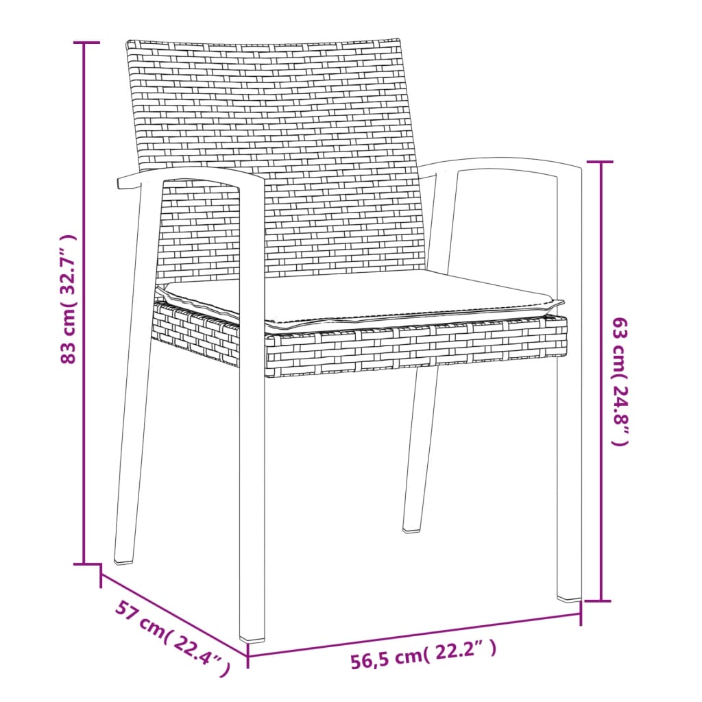 7 Piece Outdoor Dining Set with Cushions Poly Rattan and Steel