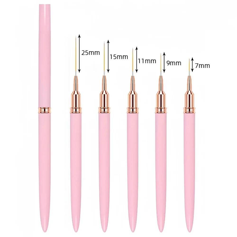 Nagelpinsel Stift 5 Stück/Set Nagelkunst Liner Pinsel Set Verlängerte Streifen Malerei Professionelle Malutensilien Künstlerbedarf