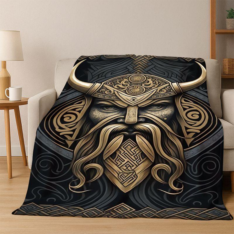 

Viking WarriorSymbol Valknut Nordic Valhalla Flannel Blanket Soft Warm Throw Blanket for Bedroom Living Room Bed Travel Camping 75x90cm
