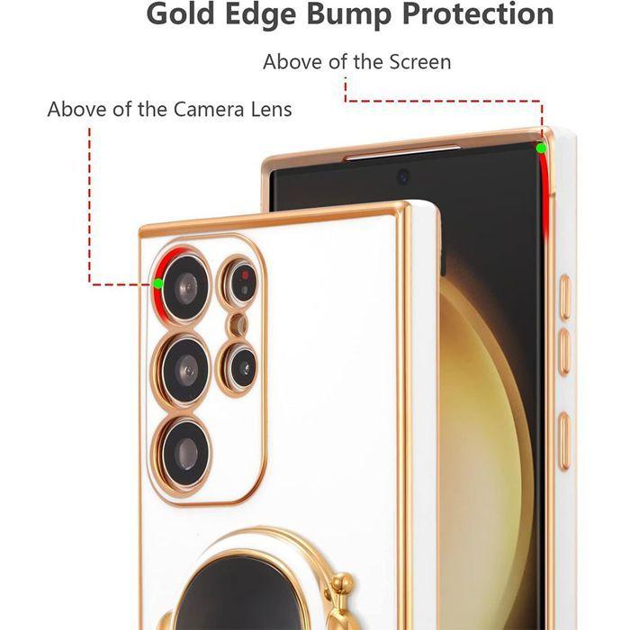 Hülle für Samsung Galaxy S26 Ultra, Silikonschutz mit Halterung, 3D-Astronauten-Muster - Weiß