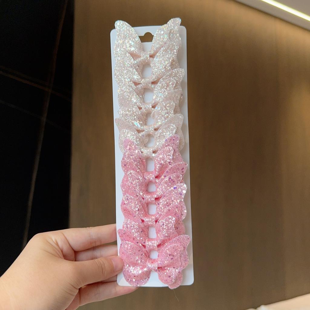 10 Stück Feste Schmetterlings-Haarschleifen und Haarspangen Baby Mädchen Leder Kinder Haarschmuck Haarnadeln Haarspangen Kopfschmuck Geschenk