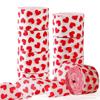6Pcs Heart Shaped Pattern Crepe Paper Streamers, Elegant Party Decoration Ribbons, Red Heart Shaped Streamers Rolls