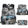 Set Zaino Scolastico per Bambini a Tema Messi con Borsa a Tracolla Astuccio per Studenti Elementari
