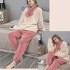 Verdicken Korallen Fleece Pyjamas Set Frauen Winter Warme Vintage Casual Kawaii Süße Mädchen Anzug Homewear Plus Größe Zwei-stück anzug Chic