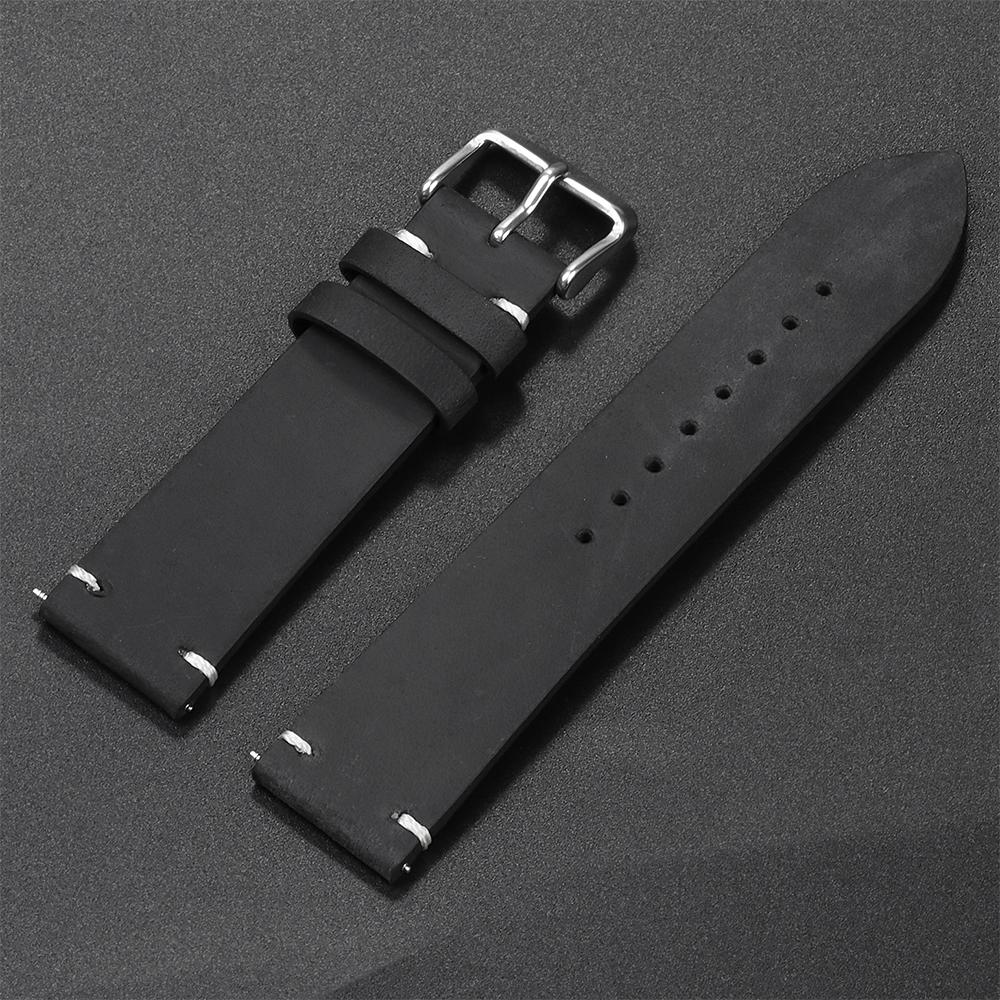 Calfskin Leather Watch Band for Omega for Seiko Bracelet 18mm 20mm 21mm 22mm 24mm Strap Dark Brown Stitching for Rolex Wristband