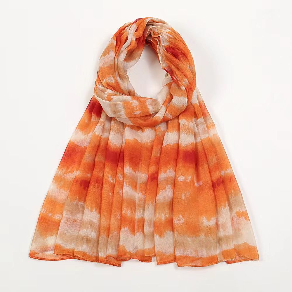 

Солнцезащитный шарф, универсальный длинный шарф, шаль, градиентный тонкий стиль, весна и осень, принт Tie Dye оранжевый