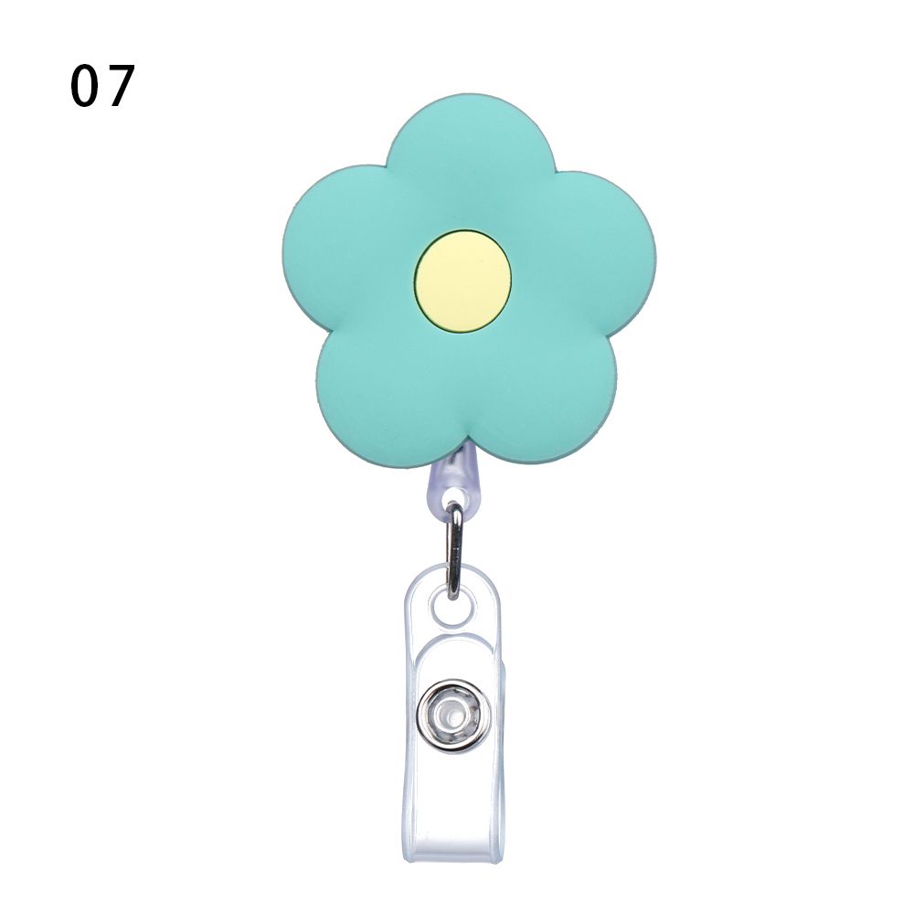 

Выдвижной Цветок Красочный Мультяшный Силиконовый Бейдж Ролик Держатель для Бейджа Клипсы для ID Карты green-7