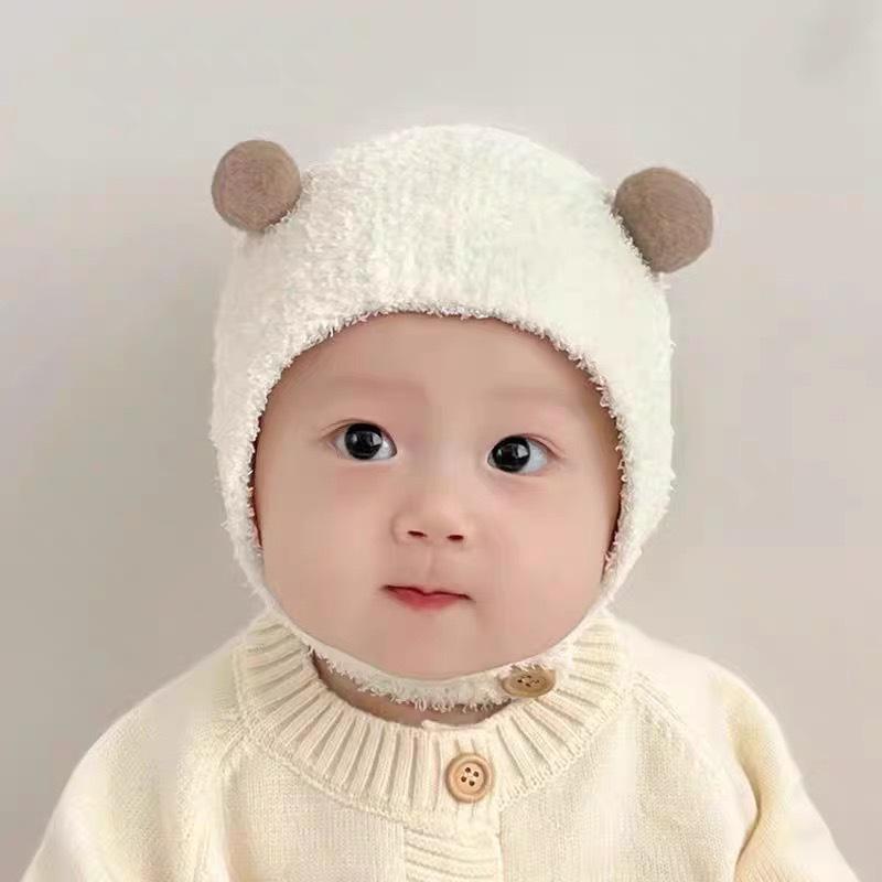Super Cute Baby Winter Beanie with Ear Protection - Warm Plush Hat for Newborns