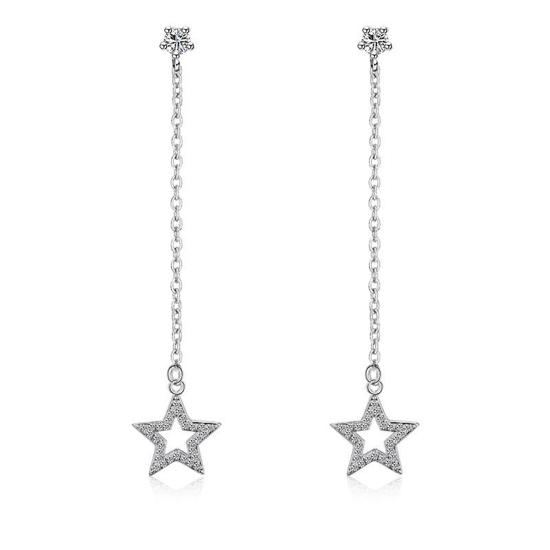 Κορεάτικα Σκουλαρίκια με Διαμάντια Πεντάκτινο Αστέρι - Όμορφο και Απλό Σχέδιο