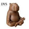 Solid PLA Plastic Figure Meditating Capybara Figurine, 3D Printed Yoga Statue, Zen DIY Hand Painted Craft Animal Ornament for Home Office Shelf