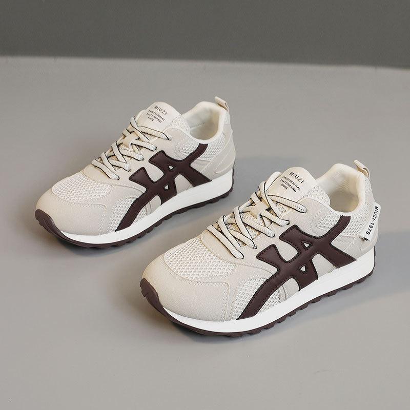 New Spring and Summer Breathable Thin-soled Color-blocking Women's Shoes for Women's Shoes Sports and Casual Height-enhancing Round Head