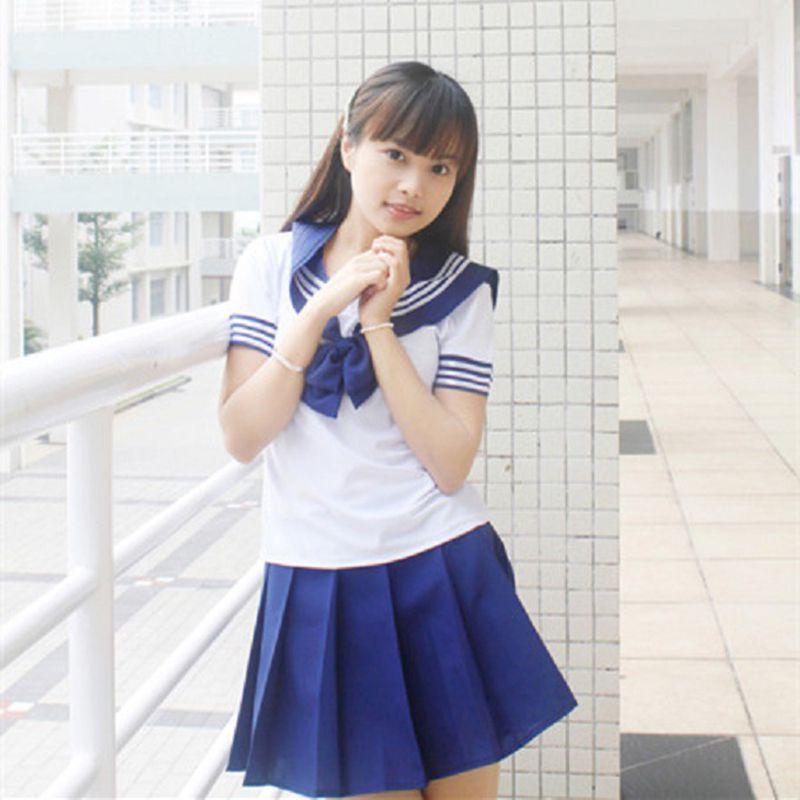 Elegant 3pcs Sailor Uniform Cosplay Costume Featuring Soft Polyester Fabric Design