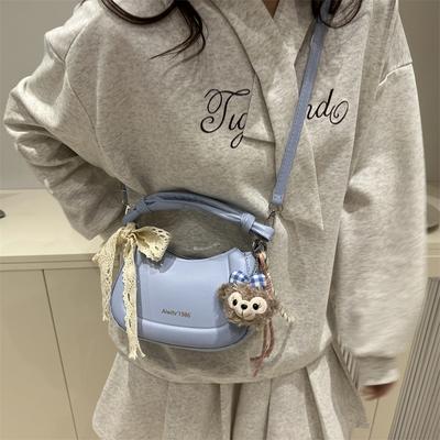 Temperament Simple and Fashionable Korean Version Handbag 2025 Spring New Niche Ins Shoulder Messenger Bag Crescent Bag Women
