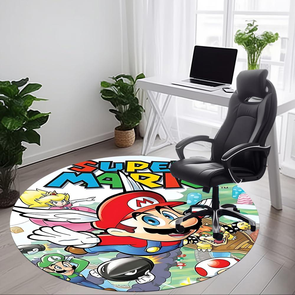 1 szt. Super Mario Bros. Okrągły dywanik biurowy, pod krzesła biurowe, do sypialni, salonu, wystroju domu a1022284
