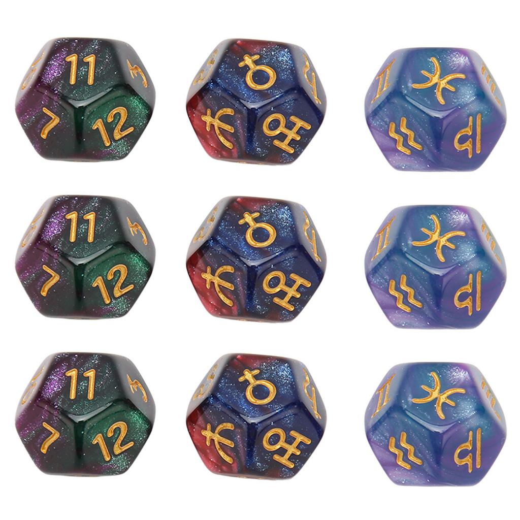 9PCS Polyhedral Dice Set Waterproof Plastic Lightweight Portable Table Gaming Dices for Travel Picnic