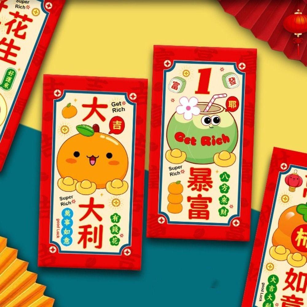 6pcs Cartoon Pattern Horse Year 2026 Red Envelope Gold Stamping Money Bag  Lunar New Year