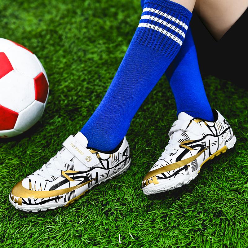 Ungdom Halkfri Slitstark Andningsbar Kort Nubb Kardborre Fotbollsskor Trend Mode Utomhus Fritid Sportskor