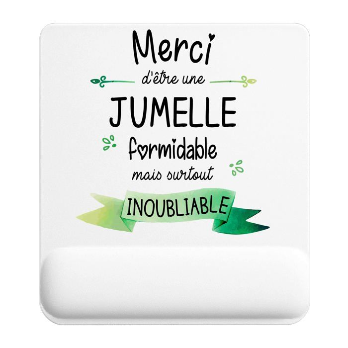 Tapis de souris - PLANETEE - Merci Jumelle Inoubliable femme - Multicolore - 22 x 18 cm - Surface lisse antidérapante