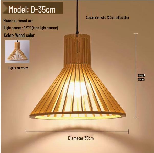 Zen Japanese Wood Pendant Light for Tea Rooms, Restaurants, Bedrooms, and Living Rooms