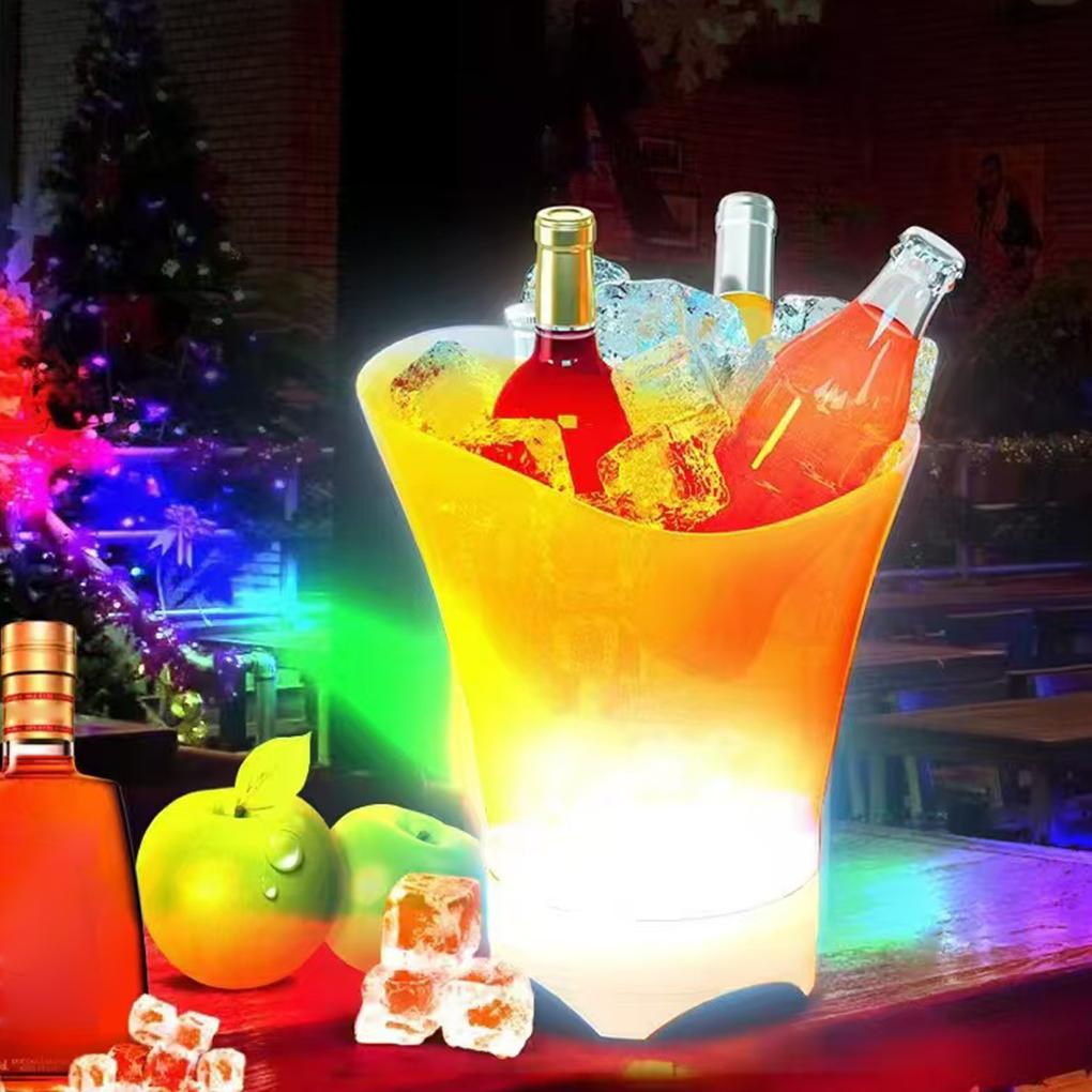 2025 Neuer 5L 6-Farben-LED-Eiskübel Wasserdichter Kunststoff Leuchtender Champagner-Bierkübel Für Bars Nachtclubs Nachtparty