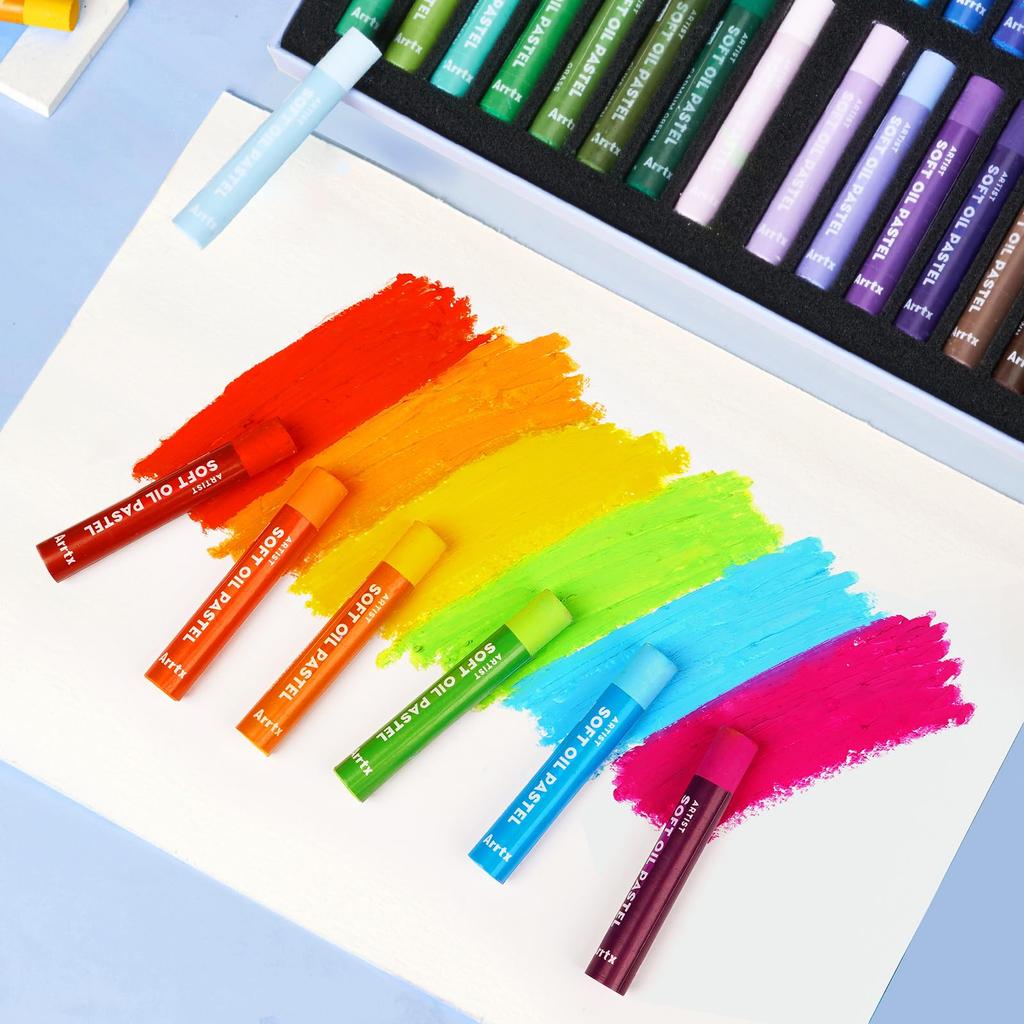 Arrtx Artist Oil Pastels 48-Color Set: Soft, Vibrant, and Creamy Professional Crayon Set for Artists and Beginners.