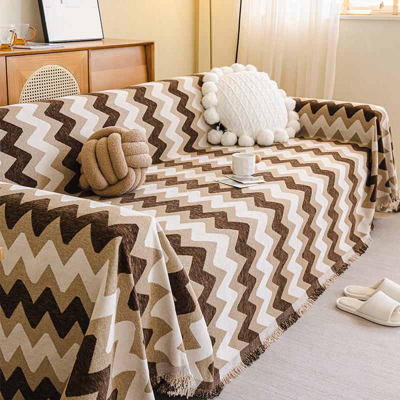 EIFLOY-Striped Chenille Couch Cover Blanket, for Sofa Corner, 2, 3 Seater, Sofa Towel Throw, One Piece, Universal for Pets Kids