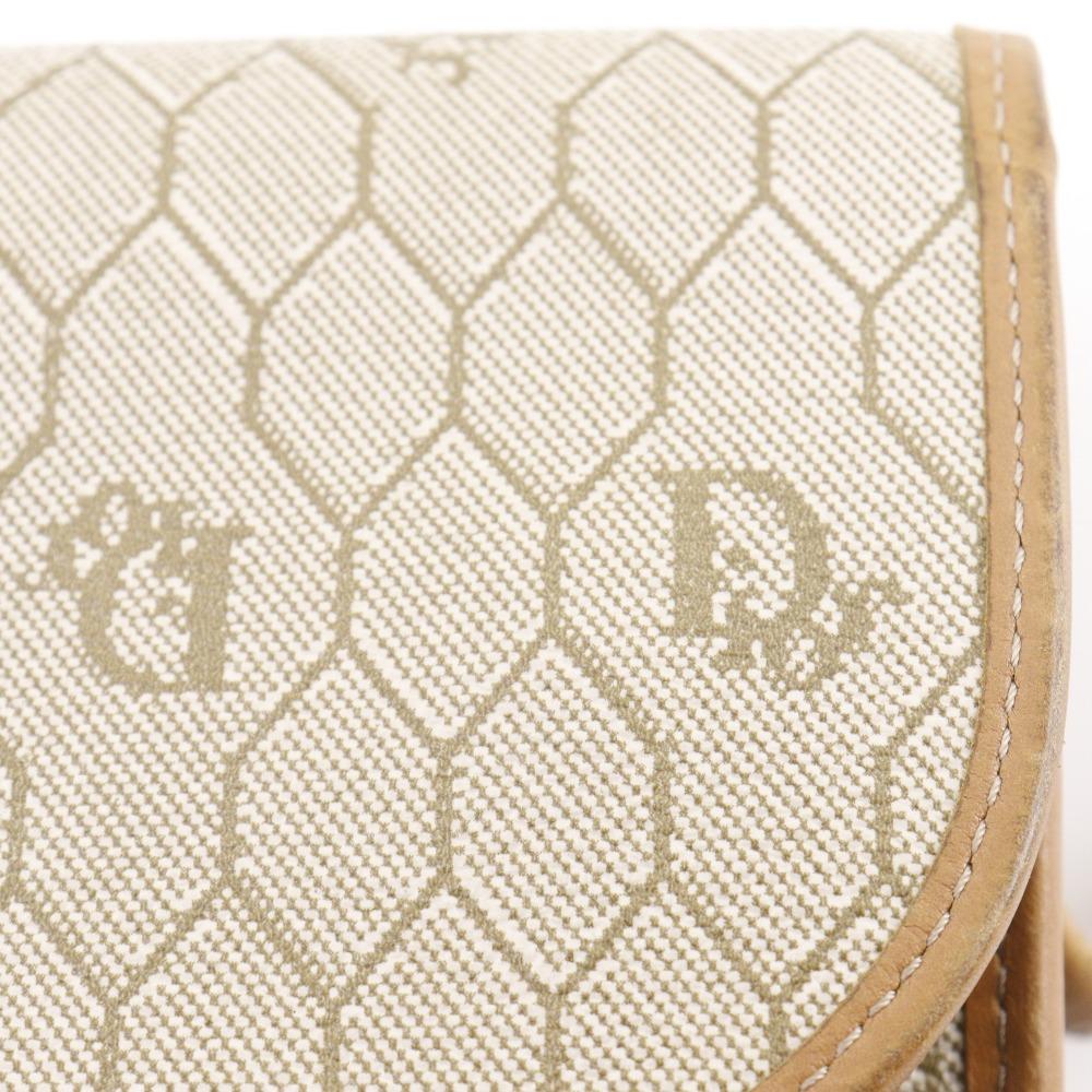 Dior Honeycomb Pattern Shoulder Bag vintage beige PVC Women Used