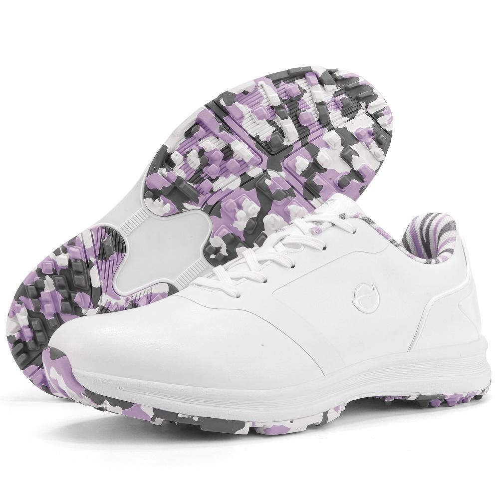 Women's M02 Hand-Painted Breathable Golf Shoes with Fixed Spikes and Super Fiber