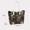 Gothic Skull Floral Pattern Shoulder Bag Large Capacity Daily Tote