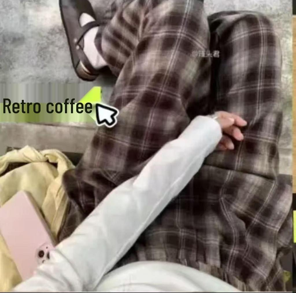 Women's High-Waisted Plaid Wide-Leg Pants - Autumn/Winter Casual Velvet Trousers