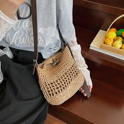 Summer Fashion Small Bag Women's Bag 2025 New Handmade Straw Bag Retro High-end Single Shoulder Messenger Woven Bag