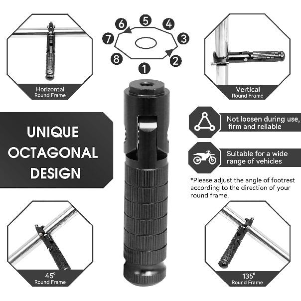 Foot Pegs Non-sliding Footrest Motorcycle Bicycle Folding Foot Pegs 90 Degree Foldable Electric Motorbike Passenger Footrests Rearsets Rear Set