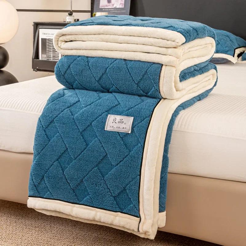 Modern And Simple Rabbit Hair Velvet Blanket Season Universal TMilk Coral Velvet Cover Blankethick Warm Office Nap Sofa Blanket