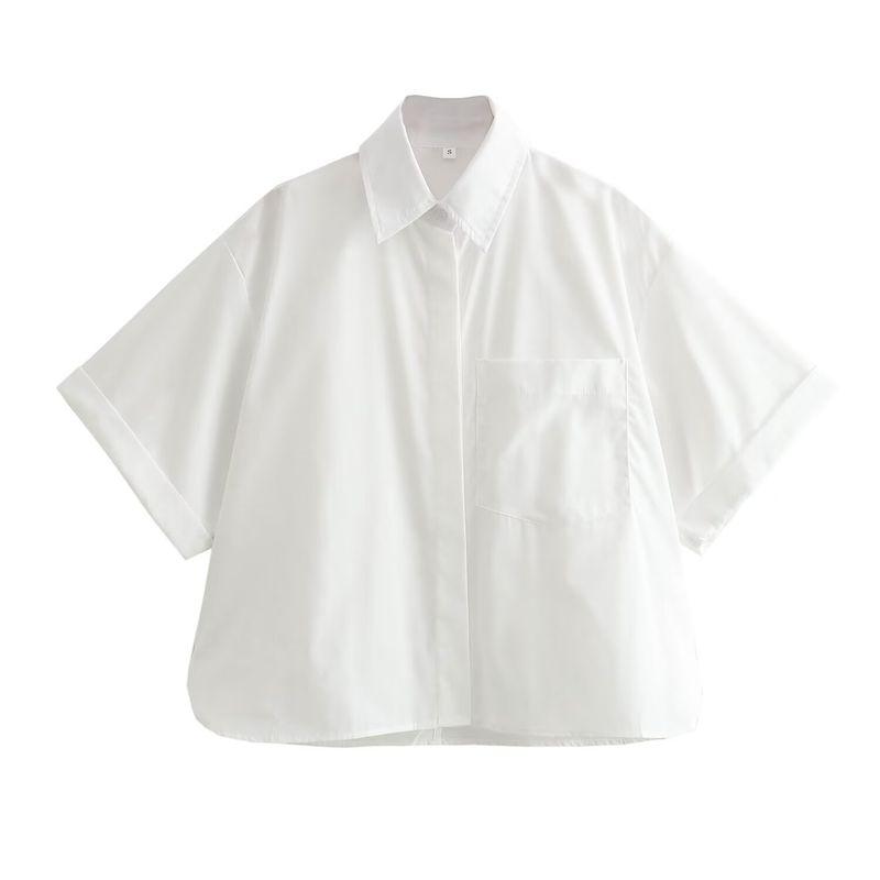 Kaslead New Arrival Women's Clothing Fashion Style Fashion Casual Versatile Pocket Decorated Poplin Shirt 2837200