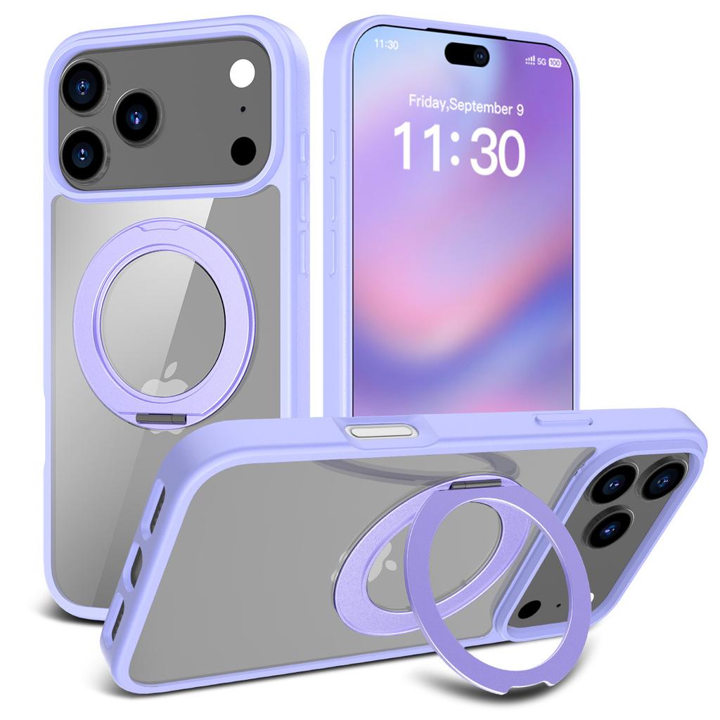 For IPhone17promax Magnetic Frosted Transparent 16plus for Apple Mobile Phone Case with Rotating Invisible Stand