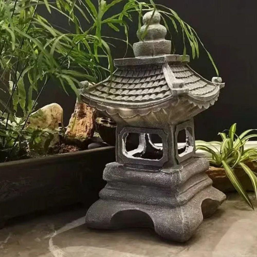 Exquisite Solar LED Pagoda Lantern Creative Solar Stone Tower Light Statue Light Courtyard