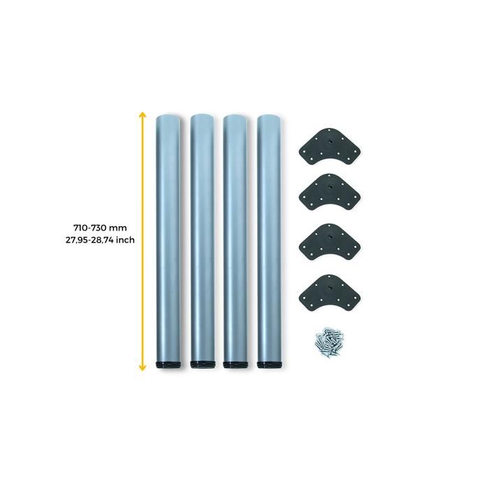 Emuca 4er-Set Tischbeine, Durchmesser 60mm, H 710mm, Stahl, lackiertes Aluminium