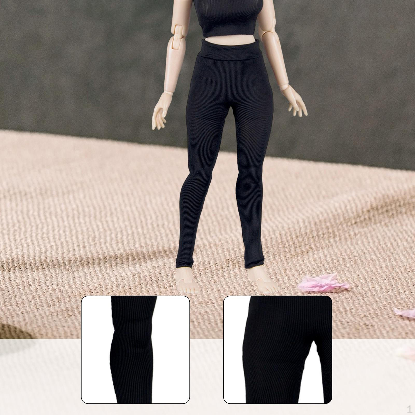 

1/12 Action Figure Pants, Stretch Leggings, Miniature Clothing, Elastic for 6 inch Figures Body Black