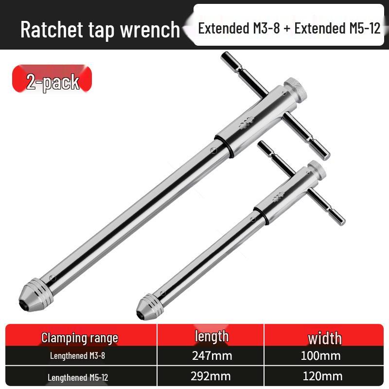 Manual Ratchet Hand Tap Wrench Set for Threading and Reaming