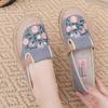 Aesthetic Comfortable Linen Weaving Slip On Embroidered Shoes for Women New In High Quality Summer Casual Cheap Woman Footwear