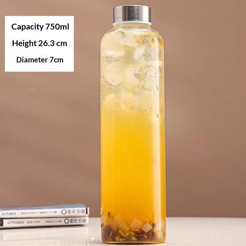 Glass Sports Water Bottle With Lid Leak-Proof And Heat-Resistant 500/750Ml For Travel And Storing Such As Juices Smoothies