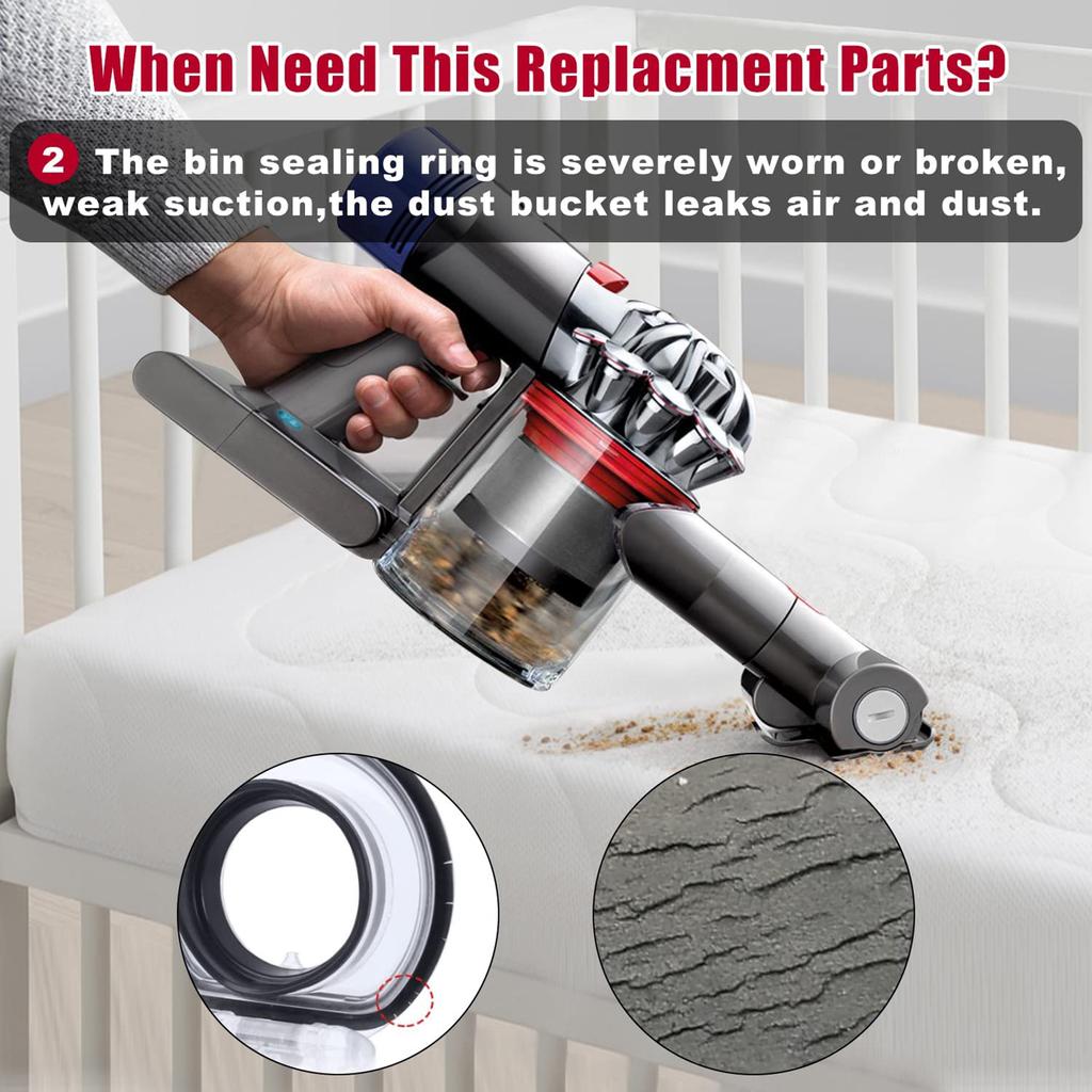 Dust Bin Base Lid For Dyson V7 V8 Robotic Vacuum Cleaner Bottom Bin Lid Cordless Vacuum Bin Base Cover Sealing Ring Cap