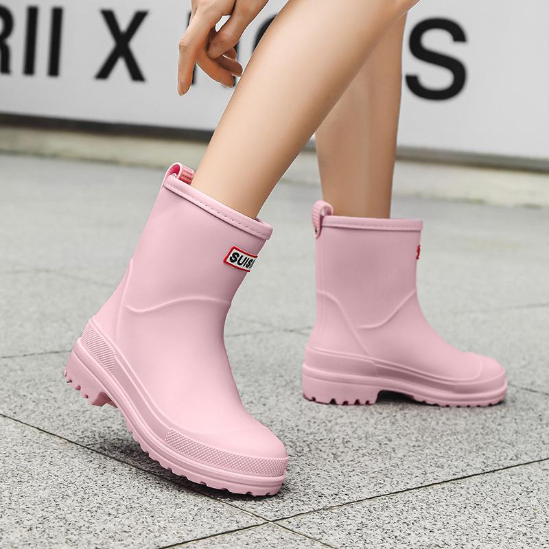 Damen Stiefeletten Regenstiefel im koreanischen Stil - Trendig, wasserdicht, rutschfest, ideal für Outdoor-Arbeiten und Autowäsche.