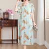 Elegant Long Dresses for Women Plus Size Loose Short Sleeve Vintage Dress Summer Middle-aged Women's Clothing