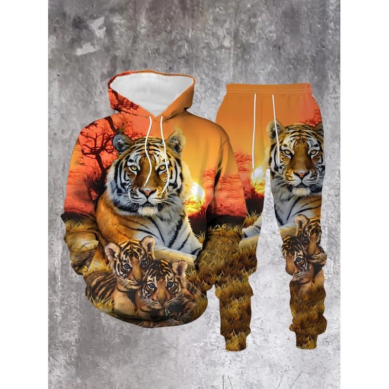 Fashion Skull 3D Print Hoodie Sweatpants Set Men