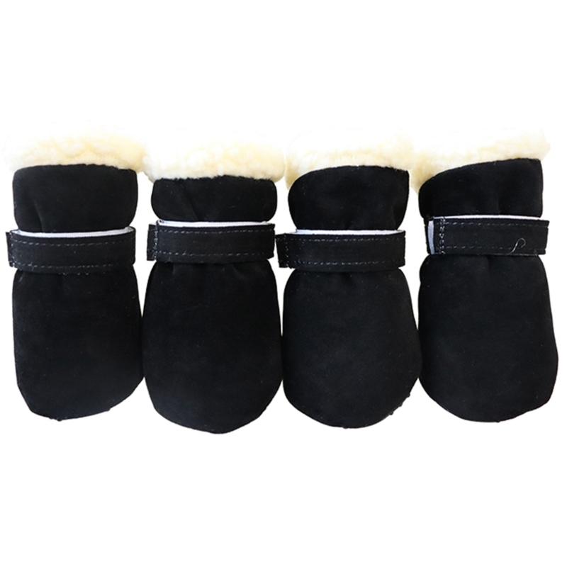 Winter Warm Pet Shoes 4pc/set Cute Dog Booties Snow Walking Puppys Booties Shoes Casual Fashion No-slip Dog Shoes