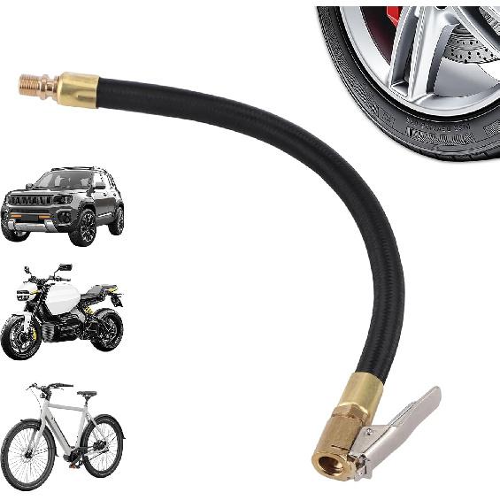 Tire Inflator Extension Tube Tyre Pump Quick Inflation Chuck Adapter Hose Quick-Inflation Clip Connector High-Pressure Tube Car Motorcycle